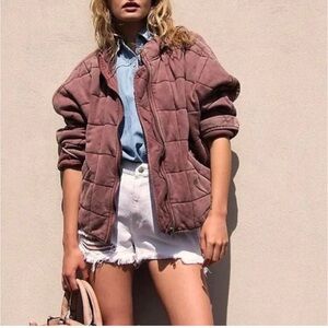 Dolman Quilted Knit Jacket in Cherry Cola